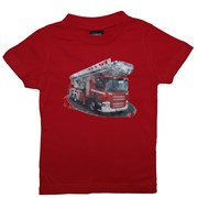 Tričko dětské potisk hasičské autíčko "ŽEBŘÍK" - na zádech "MŮJ TÁTA JE  HASIČ" - červené