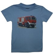 Tričko dětské potisk hasičské autíčko TATRA- na zádech "MŮJ TÁTA JE  HASIČ" - světle modré
