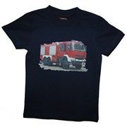 Tričko dětské potisk hasičské autíčko TATRA - na zádech "MŮJ TÁTA JE  HASIČ" - tmavě modré