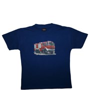 Tričko dětské potisk hasičské autíčko TATRA - na zádech "MŮJ TÁTA JE  HASIČ" - královská modrá