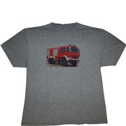 Tričko dětské potisk hasičské autíčko TATRA - šedý melír