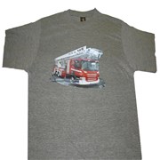 Tričko dětské potisk hasičské autíčko "ŽEBŘÍK"- šedý melír