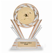 Poháry - účastnická cena - plaketa na emblém, výška 13 cm, zlatá