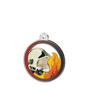 Medaile hasičská akrylátová - přilba + plameny uprostřed /7cm/