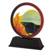 Poháry - trofej akrylátová - přilba s ohněm /15cm/ - dárkové balení
