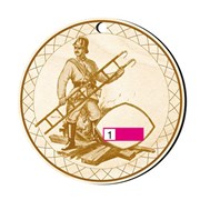 Medaile 8cm - dřevěná vypalovaná č.5 /hasičská dobová/