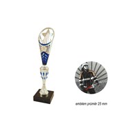 Pohár - sportovní - stříbrno/modrý (38,5cm) + hasičský emblém 25mm