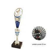 Pohár - sportovní - stříbrno/modrý (42,5cm) + hasičský emblém 25mm