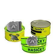 Opasek s nápisem HASIČKY 3D-elastický, neonový s černým nápisem(50cm)-dárkové balení /konzerva/