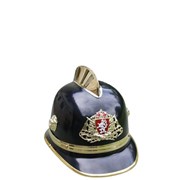 Přilba hasičská historická replika s mosazným páskem /vnitřní kož.podbradník/ - helma pro družstvo
