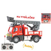 Hračka - auto HASIČI se žebříkem 13cm 1:64 plná funkce na baterie se světlem 27MHz v krabičce