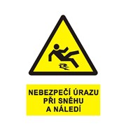 Tabulka - Nebezpečí úrazu při sněhu a náledí (symb+text) A4 plast žl