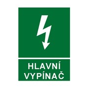 Tabulka - Hlavní vypínač+symbol blesk A5 samolepka zel