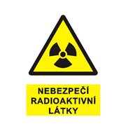 Tabulka - Nebezpečí radioakt.látky (symbol+text) A7  samolepka žl