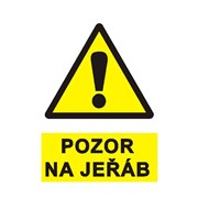 Tabulka - Pozor jeřáb! (symbol+text) samolepka A4 žlutá