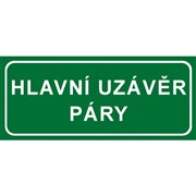 Tabulka - Hlavní uzávěr páry 210x99 plast zelená