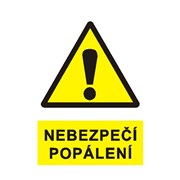 Tabulka - Nebezpečí popálení (symbol+text)  plast  A4 žlutá