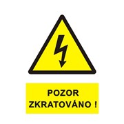 Tabulka - Pozor zkratováno (symbol+text) plast A4 žlutá