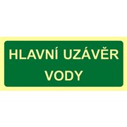 Tabulka - Hlavní uzávěr vody - fotolumin samolepka 200x100mm