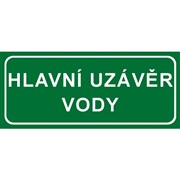 Tabulka - Hlavní uzávěr vody /text/ samolepka zelená 210x90mm