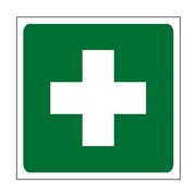 Tabulka - První pomoc (bílý kříž v zelené) 150x150 samolepka
