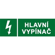 Tabulka - Hlavní vypínač, symbol blesk 148x50 samolepka zelená