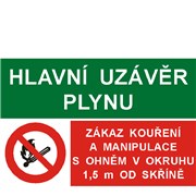 Tabulka - hl.uzávěr plynu 2komb 150x110 samolepka