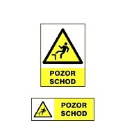 Tabulka - Pozor schod (symbol+text) plast A4 žlutá