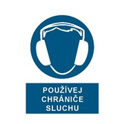 Tabulka - Používej chrániče sluchu samolepka A5