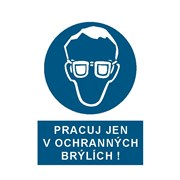 Tabulka - Pracuj jen v ochranných brýlích, plast A4