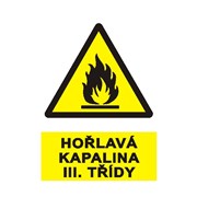 Tabulka - Hořlavá kapalina III.Třídy, plast A4